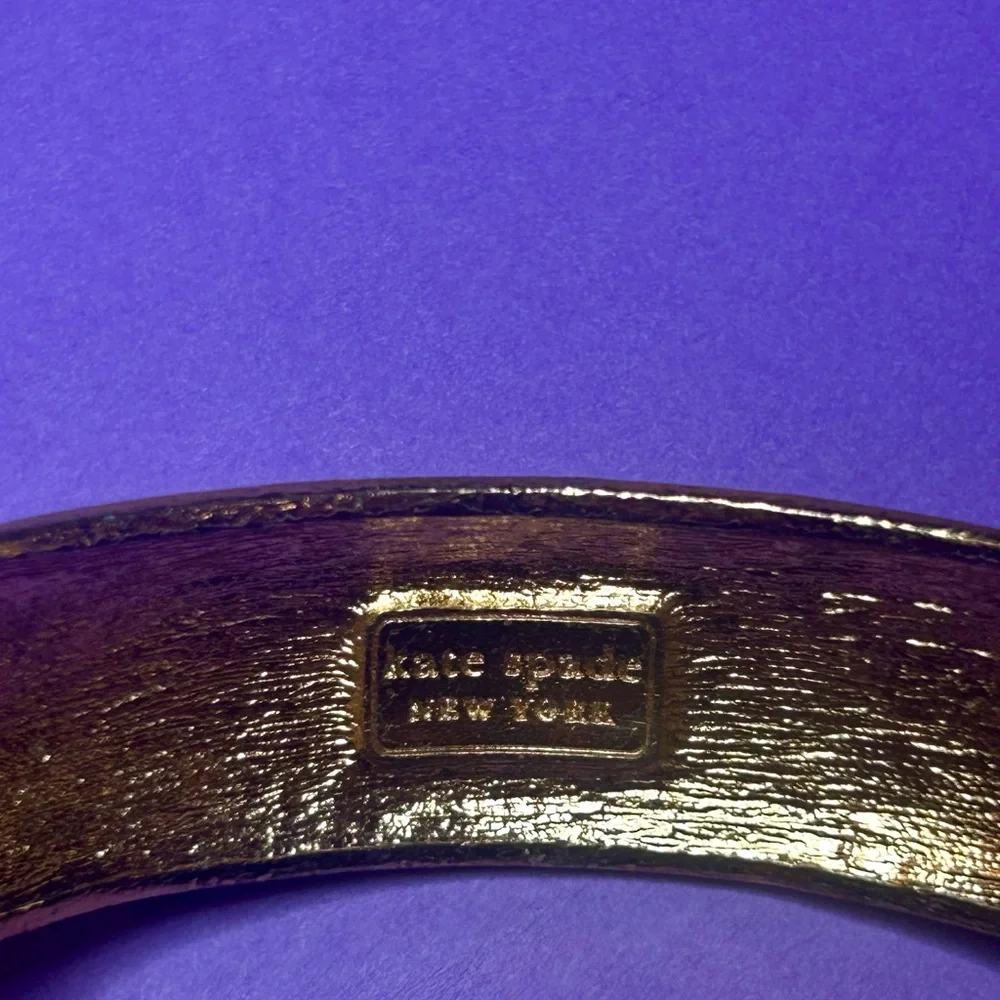 Kate Spade New York Cream and Gold Tone Lattice Bangle Bracelet, NWOT, Designer